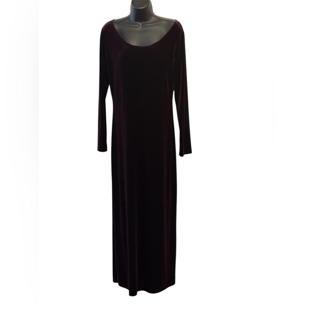 Elegant Velvet Long Sleeve Dress - Deep Purple